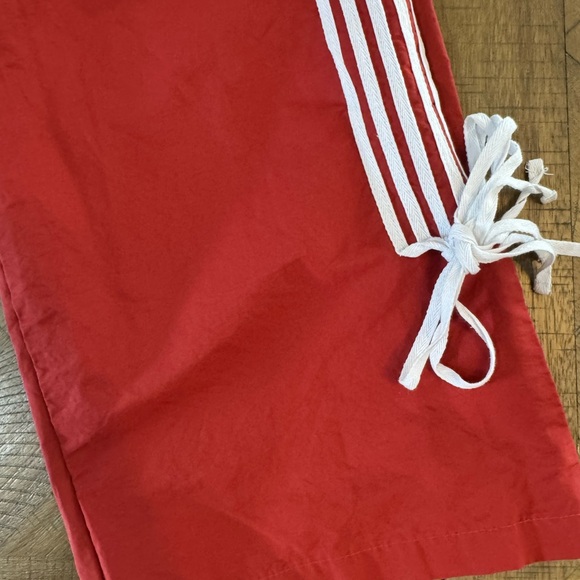 Cali1850 Muted Red Nylon Track Pants with White Stripe Ankle Ties Y2K NWOT - Picture 4 of 15
